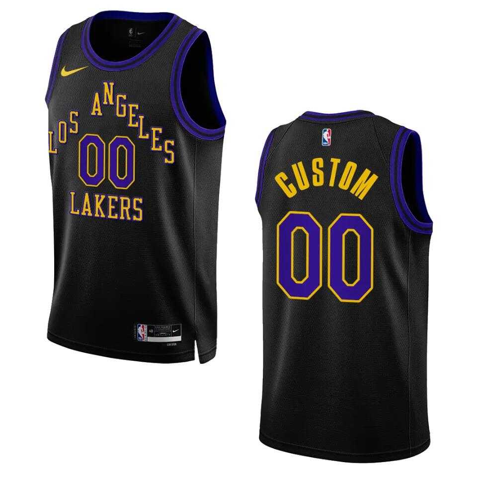 Mens Los Angeles Lakers Customized 2023-24 Black Swingman City Edition Stitched Basketball Jersey